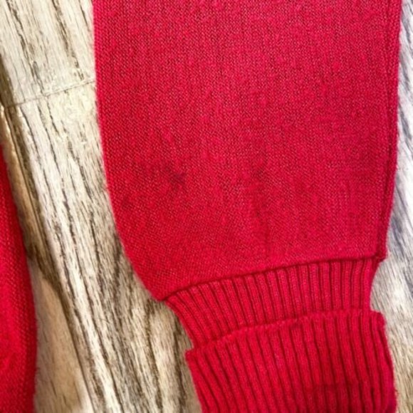 Jersild 60s Or 70S Vintage Red Acrylic Cardigan Sweater Medium Mister Rogers - Picture 8 of 12